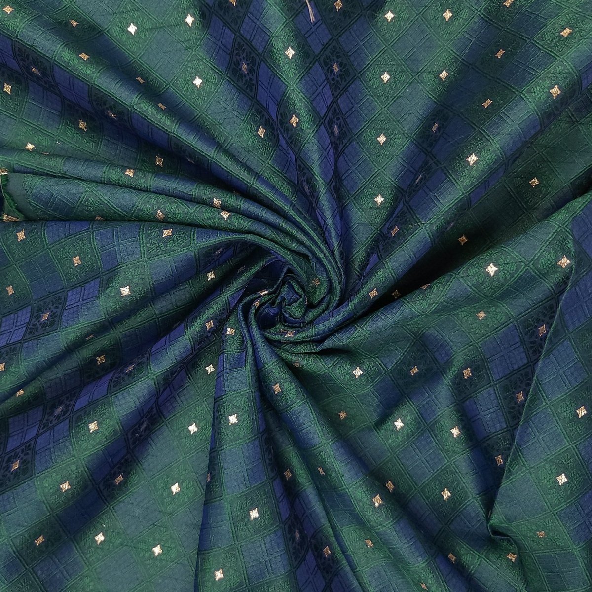 Unstitched Green Navy Zari Kite Kurta Pyjama