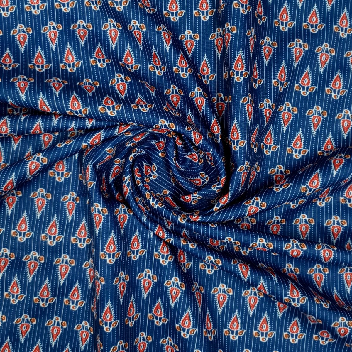 Unstitched Indigo Kantha Print Only Kurta