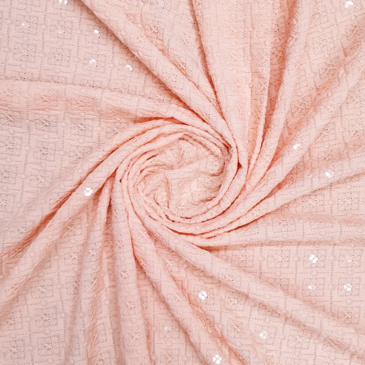 Unstitched Peach Chikankari Only Kurta